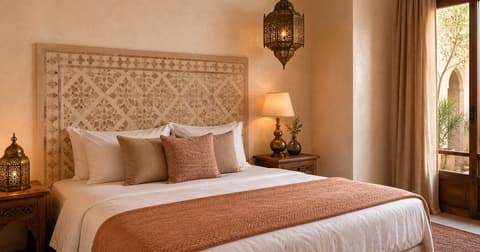 Ziride Suite with a bed and handcrafted headboard